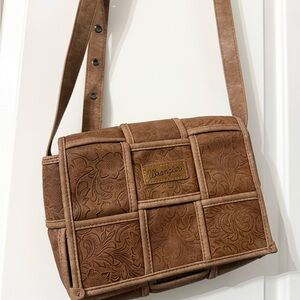 Wrangler Tan Embossed Floral Shoulder Bag